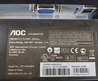 Monitor 20", LCD AOC, model 2036Sa - 5