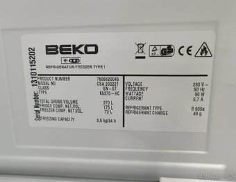 Lednice + mrazák Beko, nerez, 270l - 5