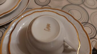 čajový servis, bílý se zlatým proužkem, - 5
