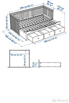 PRODÁNO. Ikea rozkládací postel Hemnes + 2x matrace - 5