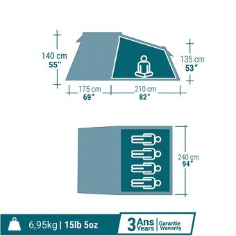 Rodinný stan QUECHUA MH 100 XXL | 4 osoby TOP - 5