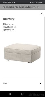 Sedací souprava pohovka Kivik IKEA 3 místná + Taburet - 5