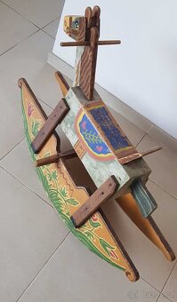 Starožitný dřevěný houpací kůň - 5