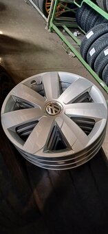 Plechové disky 6 1/2 J16, 5x112, ET50, VW + kryty kol - 5
