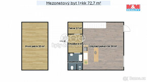 Pronájem bytu 1+kk, 72 m², Dobřichov, ul. Dobřichov 286 - 5
