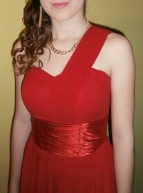 Červené dlouhé maturitní / plesové šaty - 5