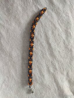 Náramek z kroužků oranžová a černá - 5