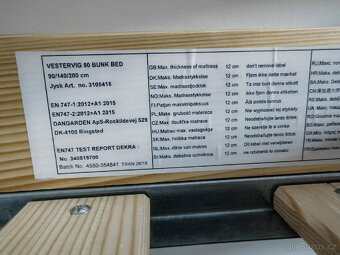 Palanda 200x90x140 Jysk včetně matrací Ikea - 5