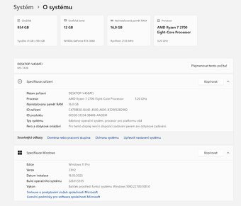 Herní PC - Ryzen 7 2700, RTX 3060, 16 GB RAM, záruka - 5