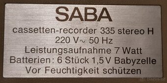 Kazetový magnetofon SABA 335 Stereo H - 5