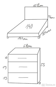 prodám postel 140 x 200 + 2 noční stolky - 5