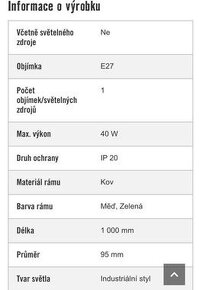 Závěsné svítidlo (lustr s kovovým tubusem) černé - 5