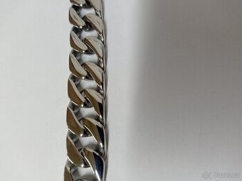 NOVÝ masivní pánský náramek Shiny PANCER Silver Steel š.15mm - 5