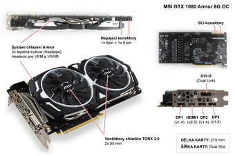Herní grafika MSI GTX 1080 ARMOR OC 8GB GDDR5x - 5