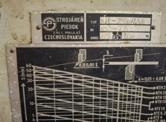 Rok výroby 1977, použité tabulové nůžky NTE 2000/2,5B - 5