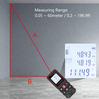Laserový dálkoměr B60, digitální laserový dálkoměr, intelige - 5