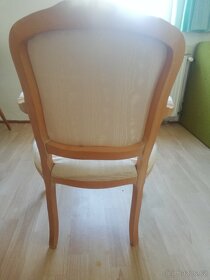 Barokní židle světlé dřevo krémová barva - 5