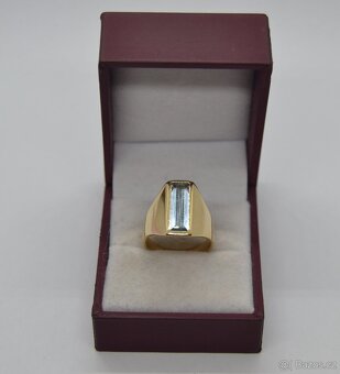 Elegantní zlatý prsten s akvamarínem - 5