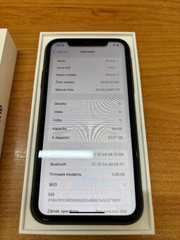 Apple iPhone 11 - 64GB Černý - baterie 98% - 5
