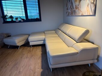 kožená sedaci souprava - rozkládací s úložným prostorem - 5