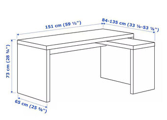 Psací stůl s výsuvnou deskou Ikea serie Malm - 5