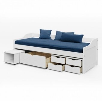 Dřevěná postel, jednolůžko se zásuvkami 90x200cm - 5