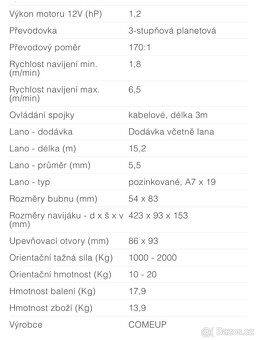 Naviják ComeUp DV-3500i 12v - 5