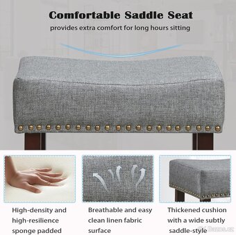 Barové stoličky s ergonomickým sedákem- sada 4 kusů - 5