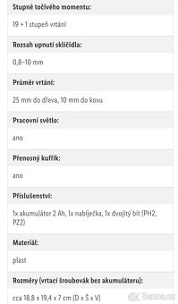Aku šroubovák parkside - 5