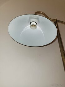 stará stojací podlahová mosazná lampa, zelené stínidlo - 5