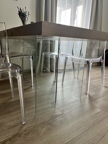 Jídelní stůl skleněný dub + 4 židle - 5