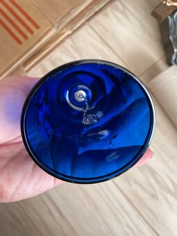 Křišťálový, kobaltově modrý, skleněný zvoneček - 5