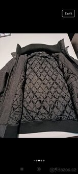 Pánský černo šedý kabát na knoflíky a zip - 5