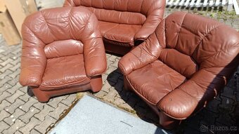 kožená sedačka finská, původně kvalitní výrobek - 5