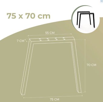 Kovové nohy na stůl ve tvaru U černé (2 ks v sadě) - 5