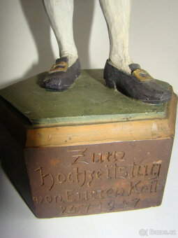 Řezbaná figurka horníka, P. Schneider, 39 cm, unikátní, dobr - 5