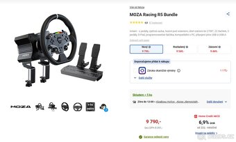 MOZA R5 Racing Set + Shifter + Handbrake + Křeslo – TOP STAV - 5