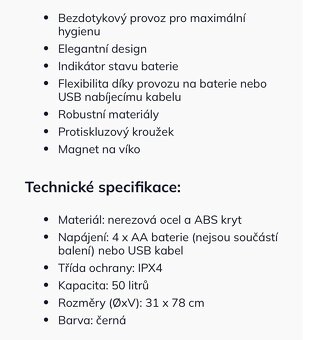 Bezdotykovy odpadkový kos, automaticky otvíraný koš - 5