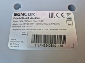 stolní domácí ventilátor Sencor SFN 2540WH Type: EUE2 - 5