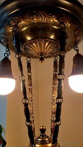 Starožitný secesní stropnice, lustr, lustřík osvětlení - 5