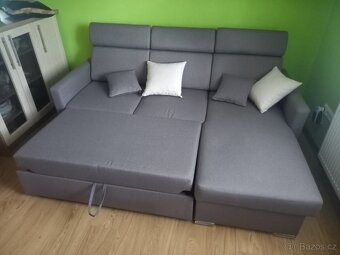 rozkládací rohová sedací souprava, šedé barvy - 5