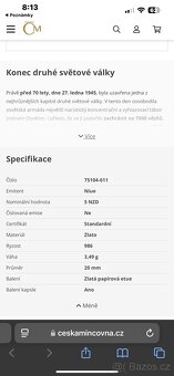 Zlato/ zlatá mince Osvobození Osvětimi proof - 5