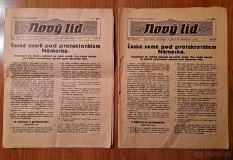 Noviny Nový lid - České země pod protektorátem 3x - 5
