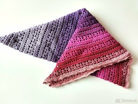 Šátek-pléd háčkovaný "Letní fialka růžová" - 5