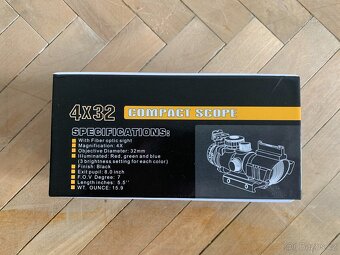 Puškohled 4x32, 20mm rail, včetně ochranného krytu - Airsoft - 5