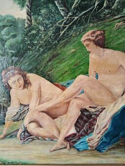 obraz LOVKYNĚ, akt, olej, sign. F. Dobřanský 1940, 125x90cm - 5