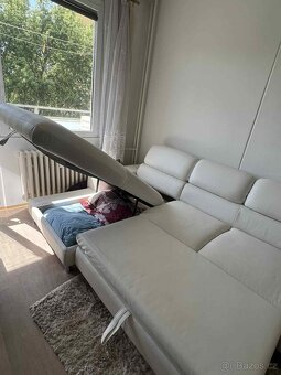 Rozkládací sedačka bílá s úložným prostorem - 5