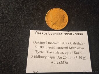 Dukát Miroslav Tyrš 1932-TOOP STAV s ražebním leskem - 5