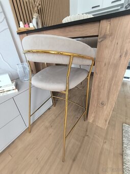 Barová židle BADIA - béžový samet 2ks - 5