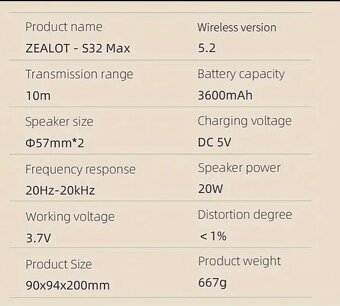 Reproduktor bluetooth Zealot S32 Max - 5